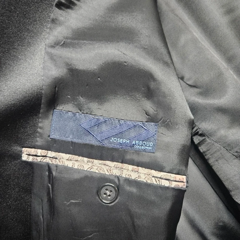 Joseph Abboud Tuxedo Suit Mens 48L W42 Black Super 120s Wool Peak Lapel USA